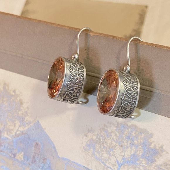 Retired Oval Silpada Sterling Silver and Champagne CZ Drop Earrings - Picture 14 of 14